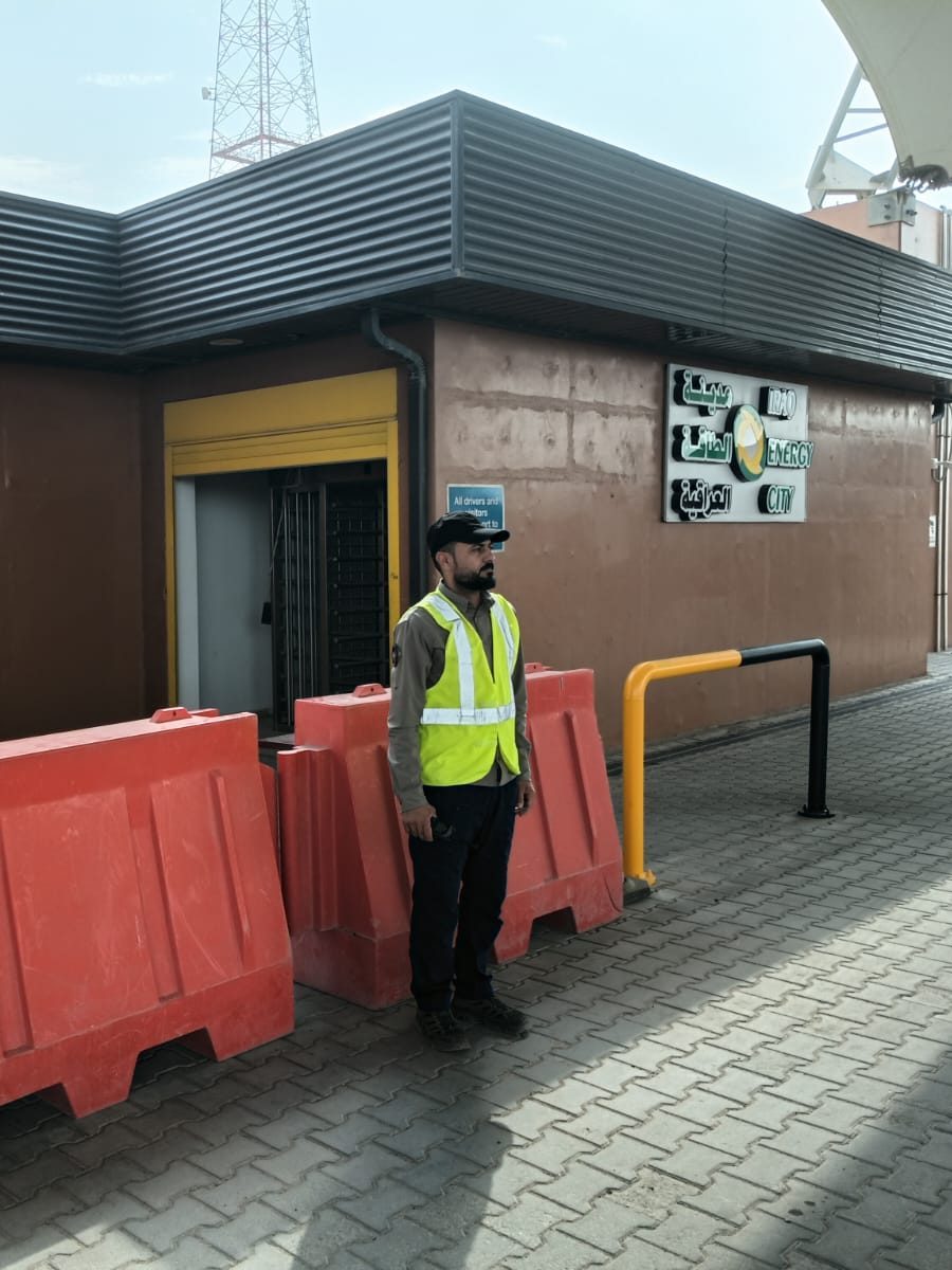 Diri Al-Nassir officer at the reception post of a facility entrance
